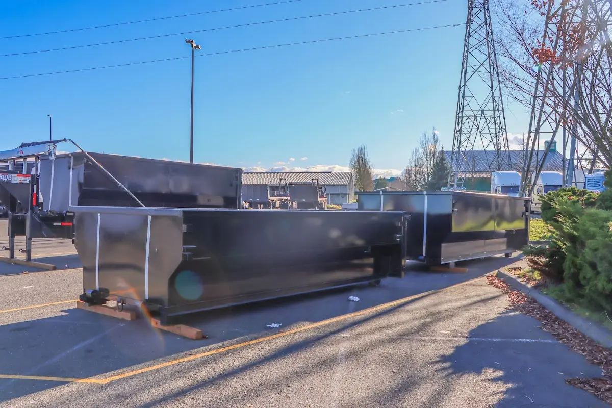 Roll-off dumpster ready for waste disposal at job site for Construction Dumpster Rental in Beverly Hills